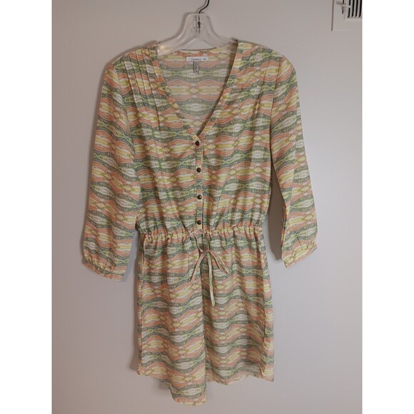 Oneill Long Sleeve Mini Dress Lightweight Drawstring Waist Sz Small - Picture 1 of 4